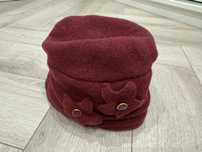 Melonik kapelusz toczek damski wełniany elegancki burgund 55 cm