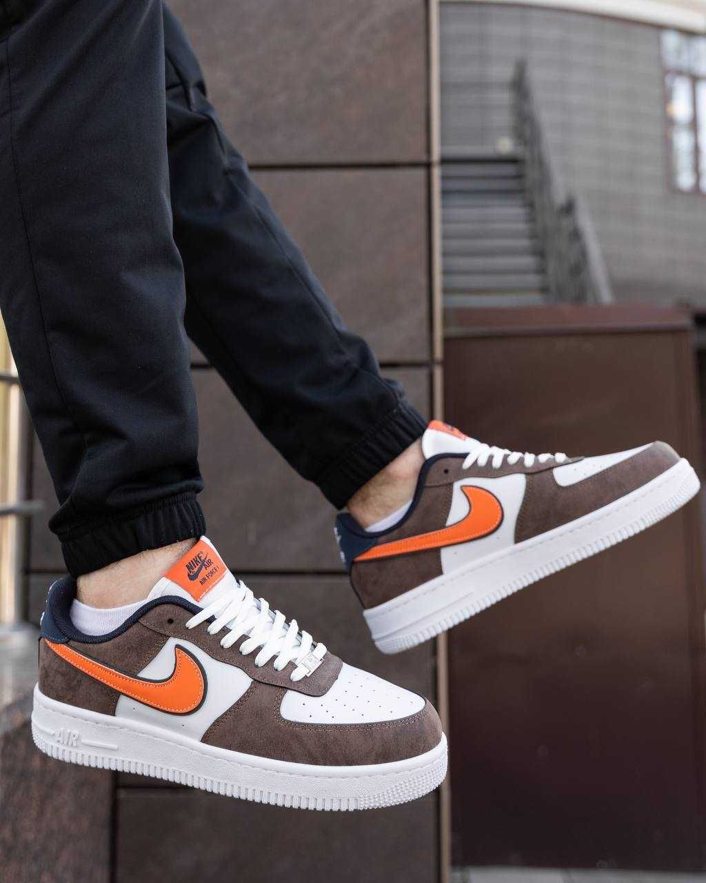 Чоловічі кросівки Найк/Nike Air Force Brown White Orange 40-44 розміри