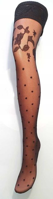 Pończochy samonośne 20 den OZDOBNE SZWY i WZORY - rozmiary