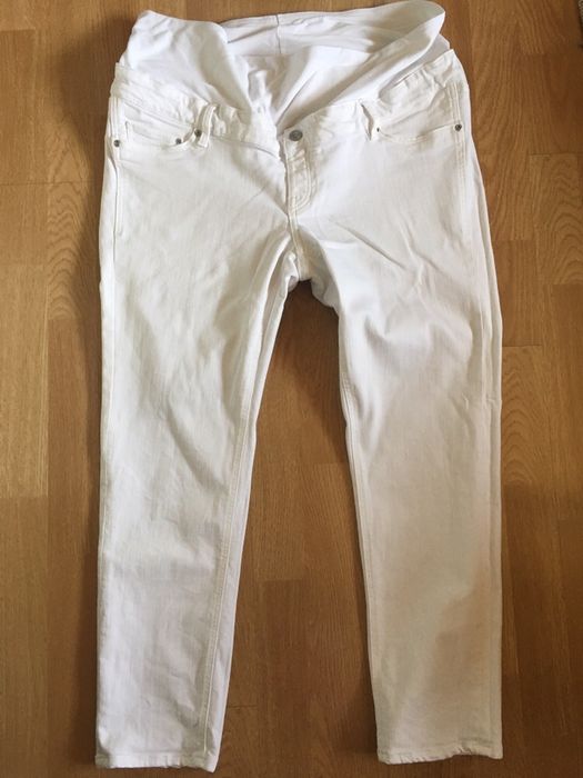 Spodnie jeansy rurki ciążowe białe H&M 46/48 stan idealny