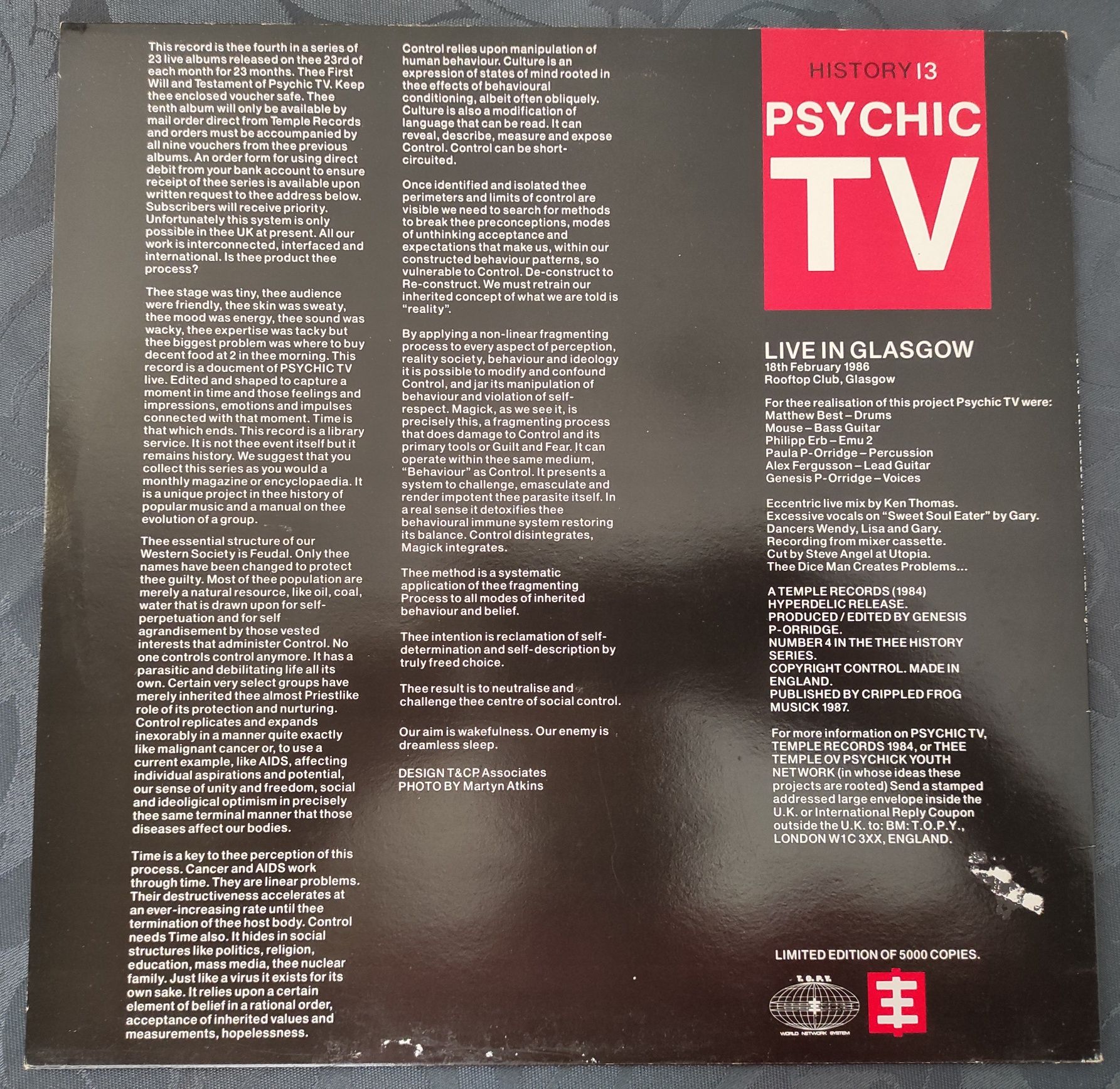 Psychic TV - Live in Glasgow LP