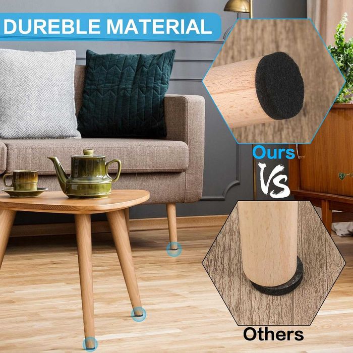 Podkładki filcowe samoprzylepne do mebli, 38 sztuk, czarne 30 mm