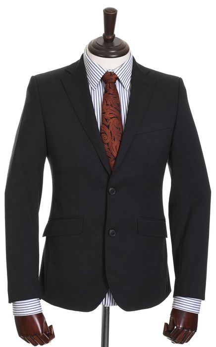 CLUB OF GENTS elegancka czarna marynarka męska w prążek 60% wełna r 46