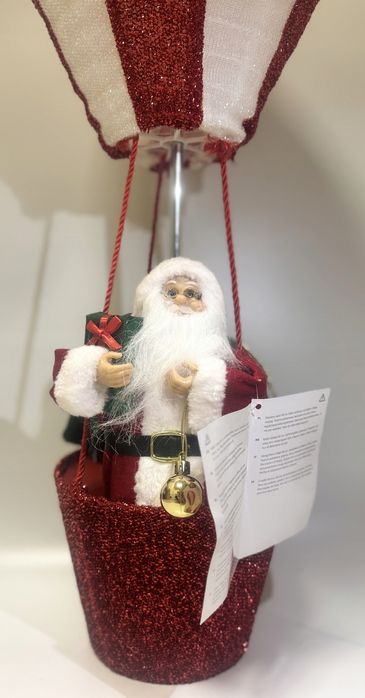 Figurka świąteczna w Balonie 80 cm Biało-czerwony z brokatem Mikołaj
