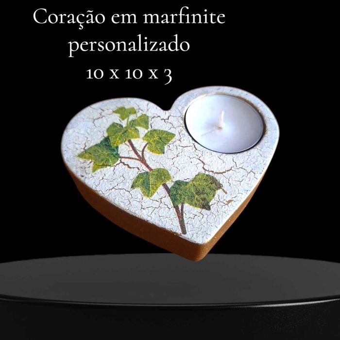 Coração em marfinite para vela na cx presente - ofereça arte