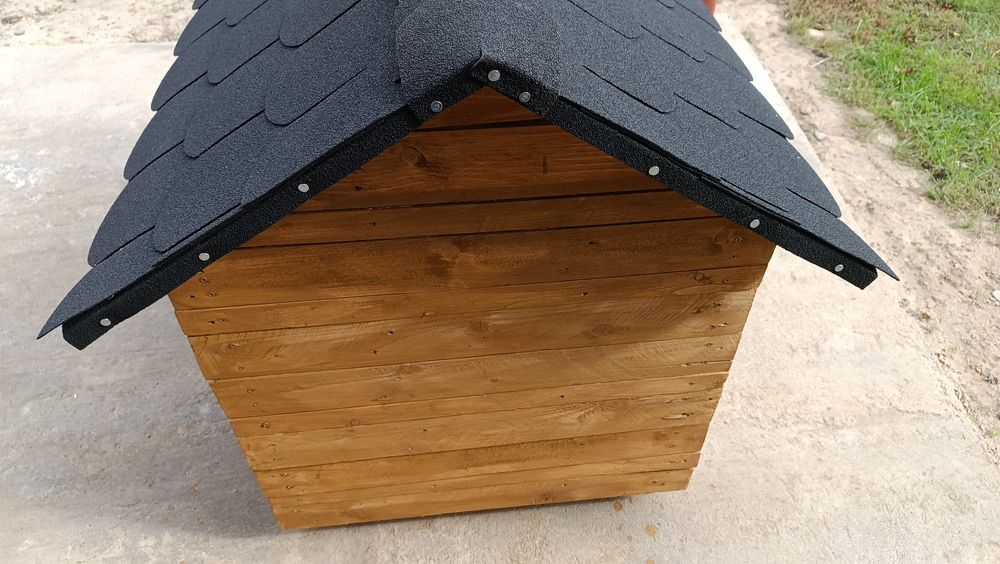 Buda dla psa XL  Duża Nowa Ocieplana • dach z gontu • impregnat dąb