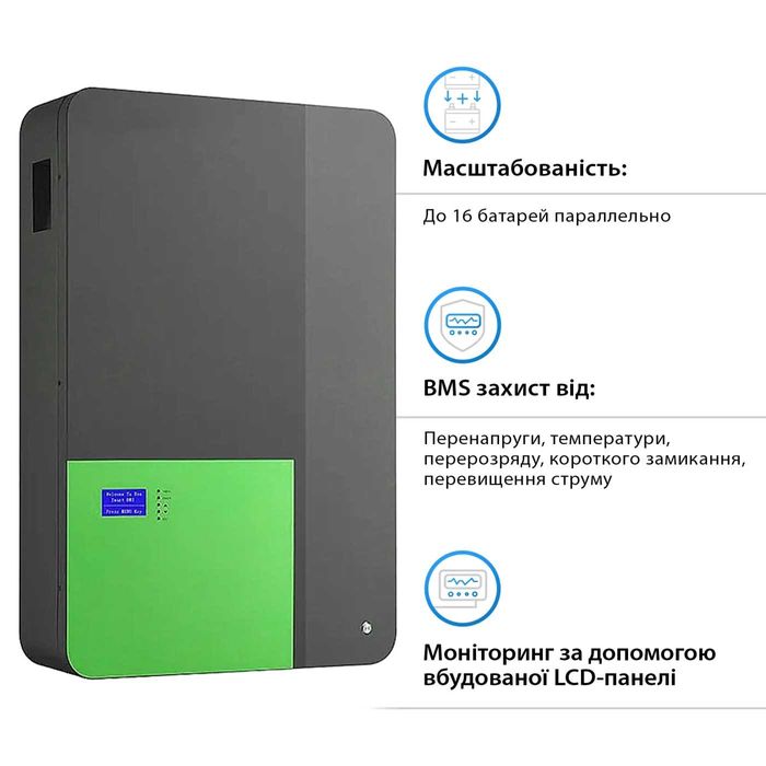 Акумуляторна батарея Sunjetpower 51.2V 100Ah (5.12 kWh) LiFePO₄