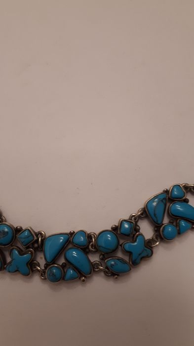 Bransoleta srebrna z turkusami