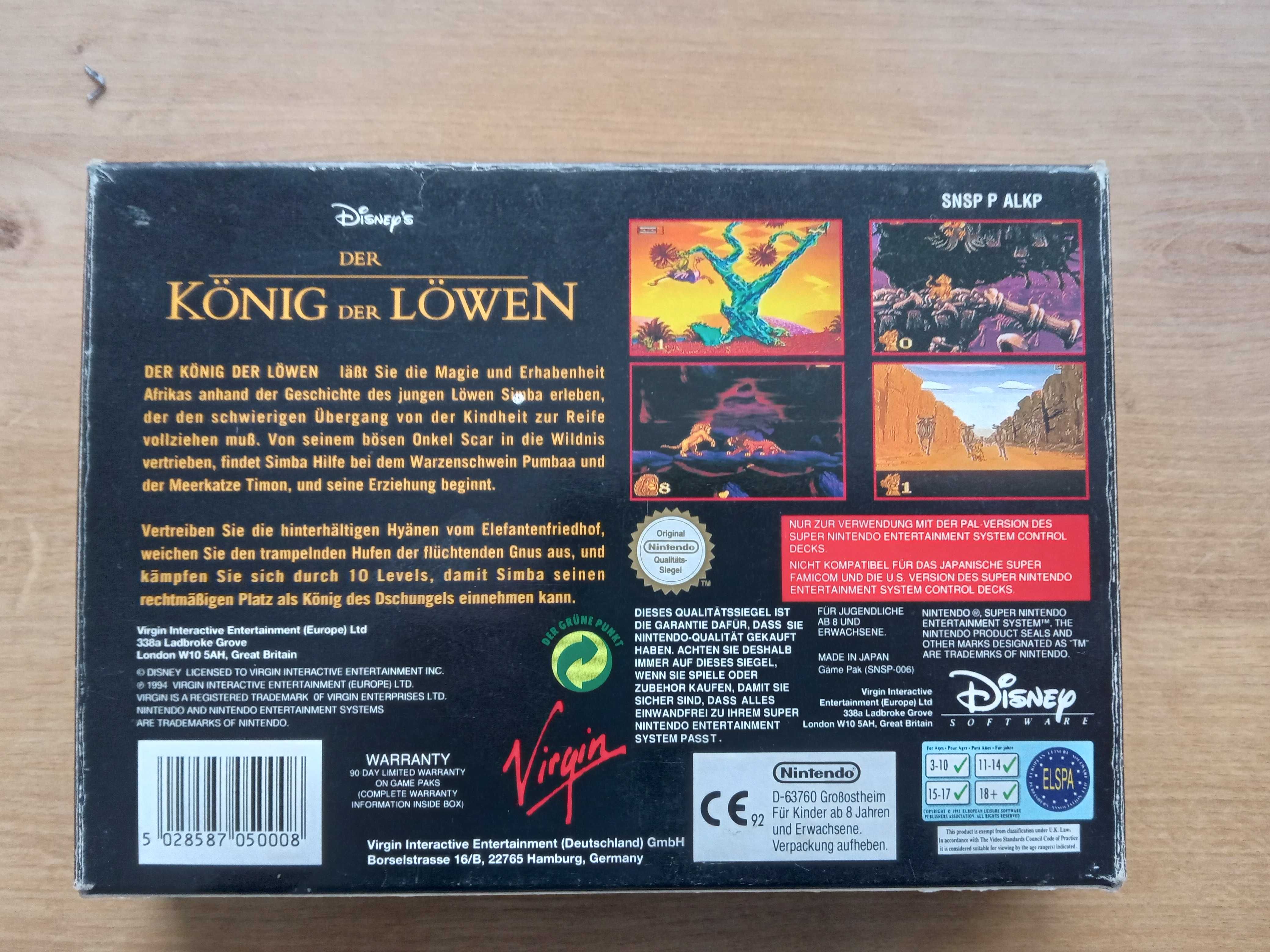 Gra SNES - Lion King - PAL - BOX