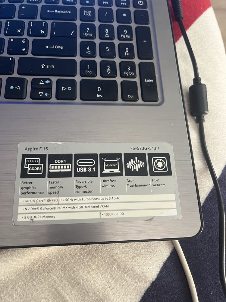 Acer aspire f15 f5 573g 512h