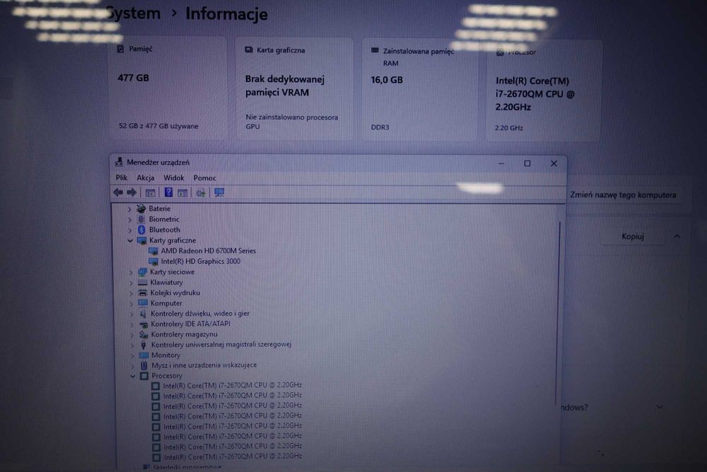 Laptop Używany HP Pavilion DV7 17,3" HD+ i7 16GB 512SSDRadeon W11 GWFV