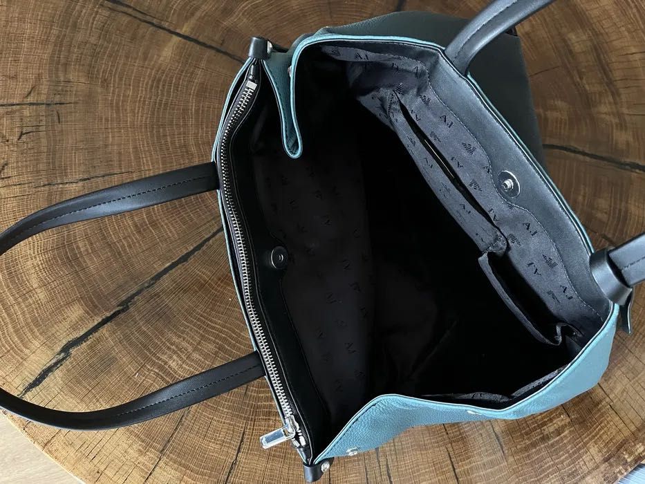 Armani torebka torba shopper bag ombre niebieska pakowna shoperka