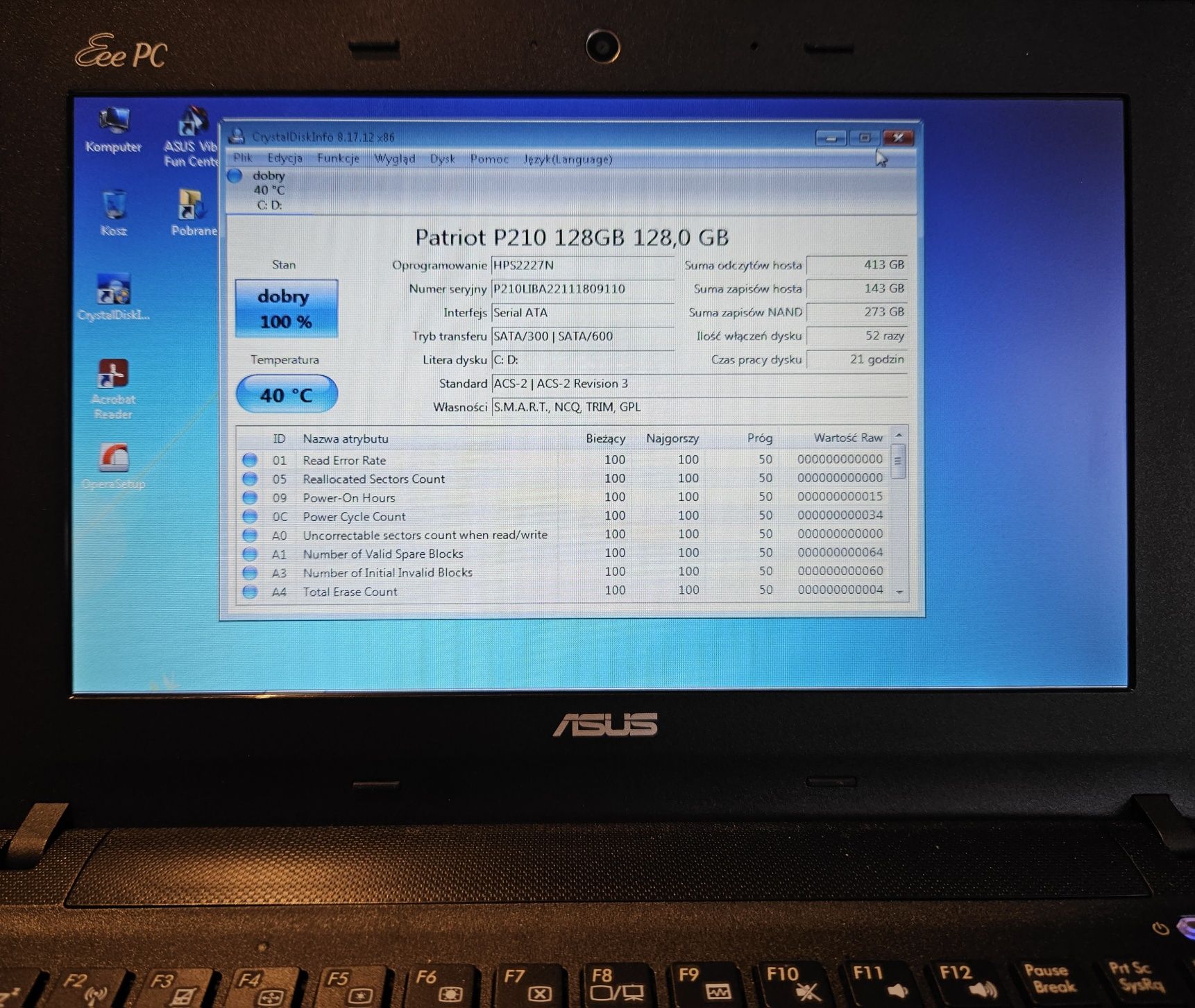 ASUS Eee PC X101CH 10"stan idealny 128GB SSD/Win7 Starter Łódź+gratisy