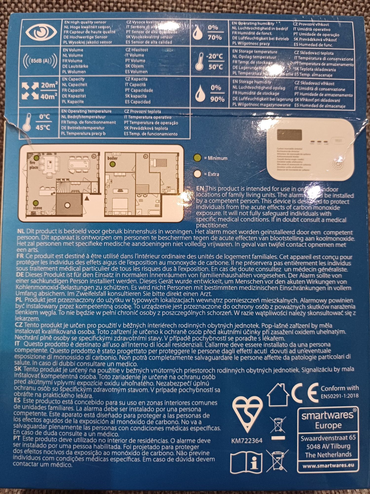 Czujnik czadu tlenku węgla BATERYJNY SMARTWARES