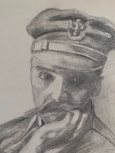 obrazek patriotyczny Józef Piłsudski A4 rysunek ołówek