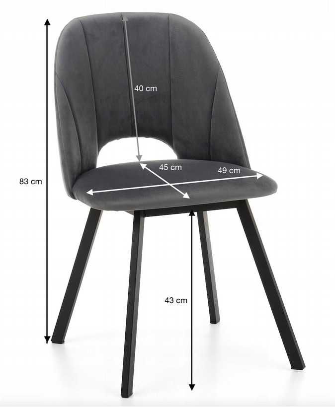 NOWE krzesło, krzesła welurowe na metalowych nogach - 6 sztuk