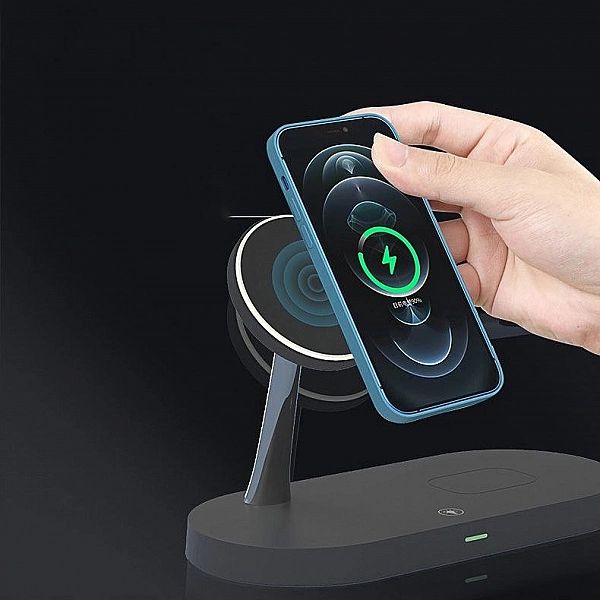 Bezprzewodowa ładowarka 3w1 MagSafe stojąca do iPhone i Apple Watch
