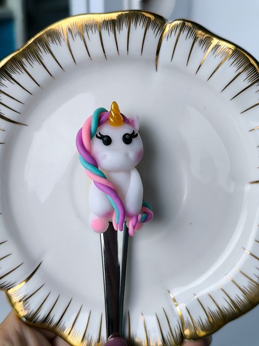 Чашка кружка Единорог с декором из полимерной глины