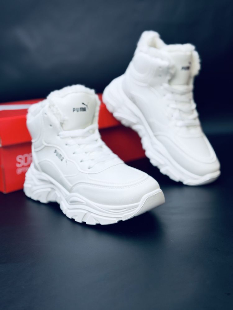 Кроссовки Puma зимние белые, Ботинки Пума белые, зимові кросівки Пума