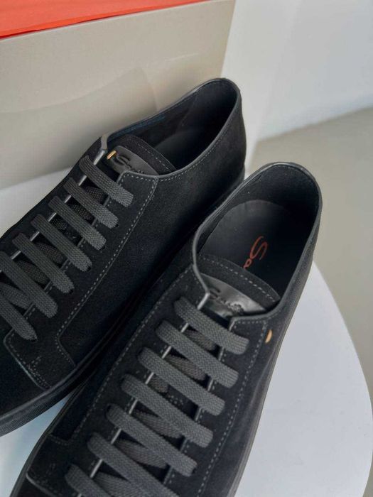 Мужские кожаные кроссовки Santoni замшевые кеды Сантони ob434