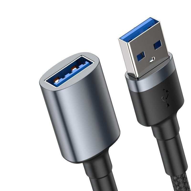 Kabel Przedłużający USB 3.0 Baseus Cafule, 2A, 1m Czarno-Szary