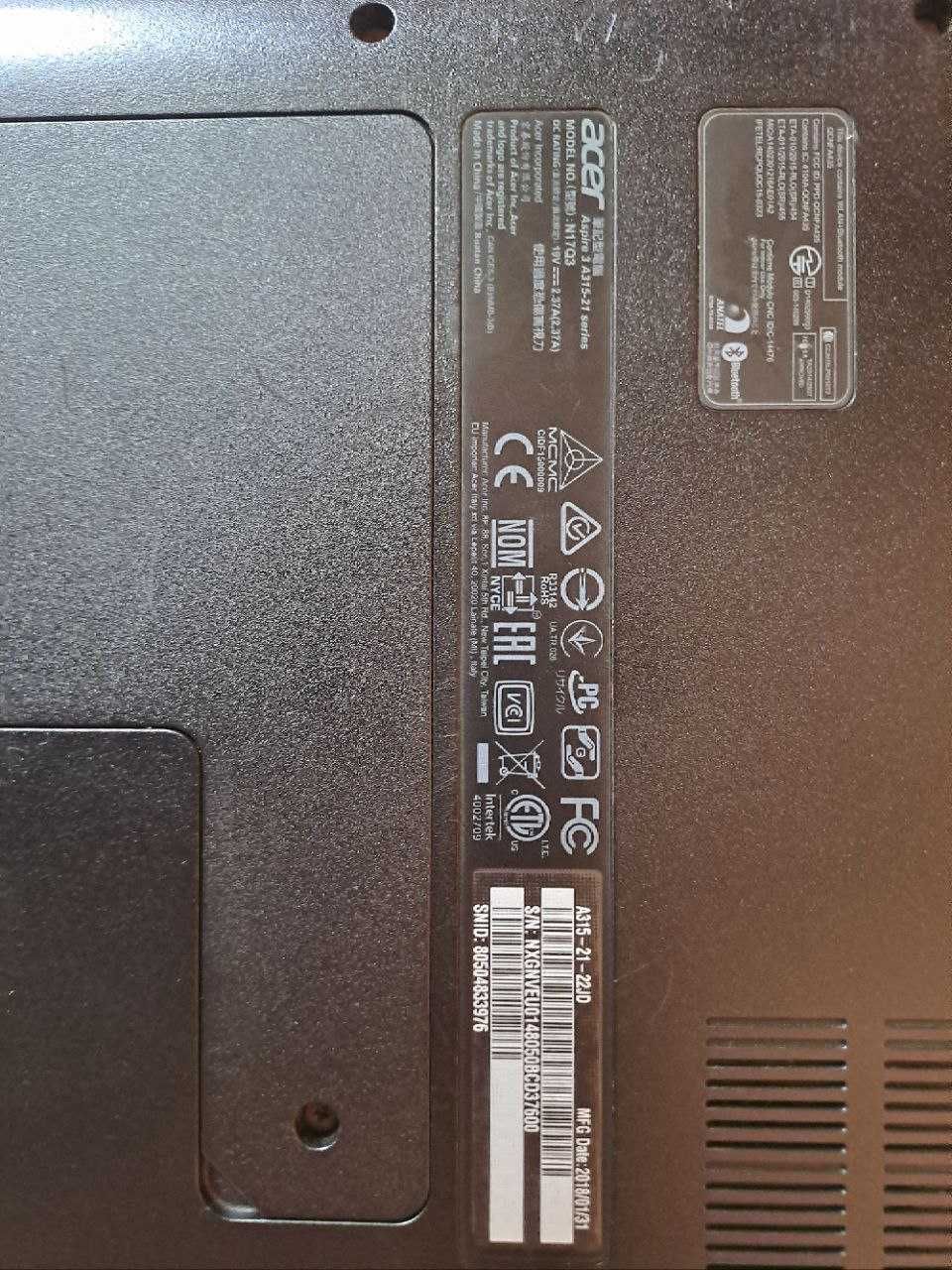 Ноутбук Acer Aspire 3 A315-21, 2018