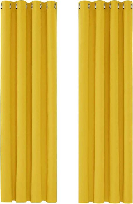 Zasłony Termiczne Zaciemniające Zestaw 2 szt, 240 x 135 cm Musztardowe