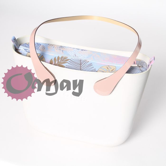 Szary organizer OBAG MINI liście błękitne 2 kieszenie wkład OMAY