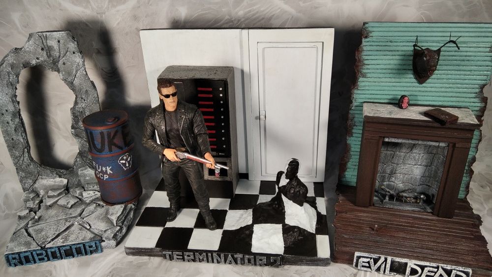 Подставка, диорама для фигурок Terminator, Robocop, Evil Dead NECA