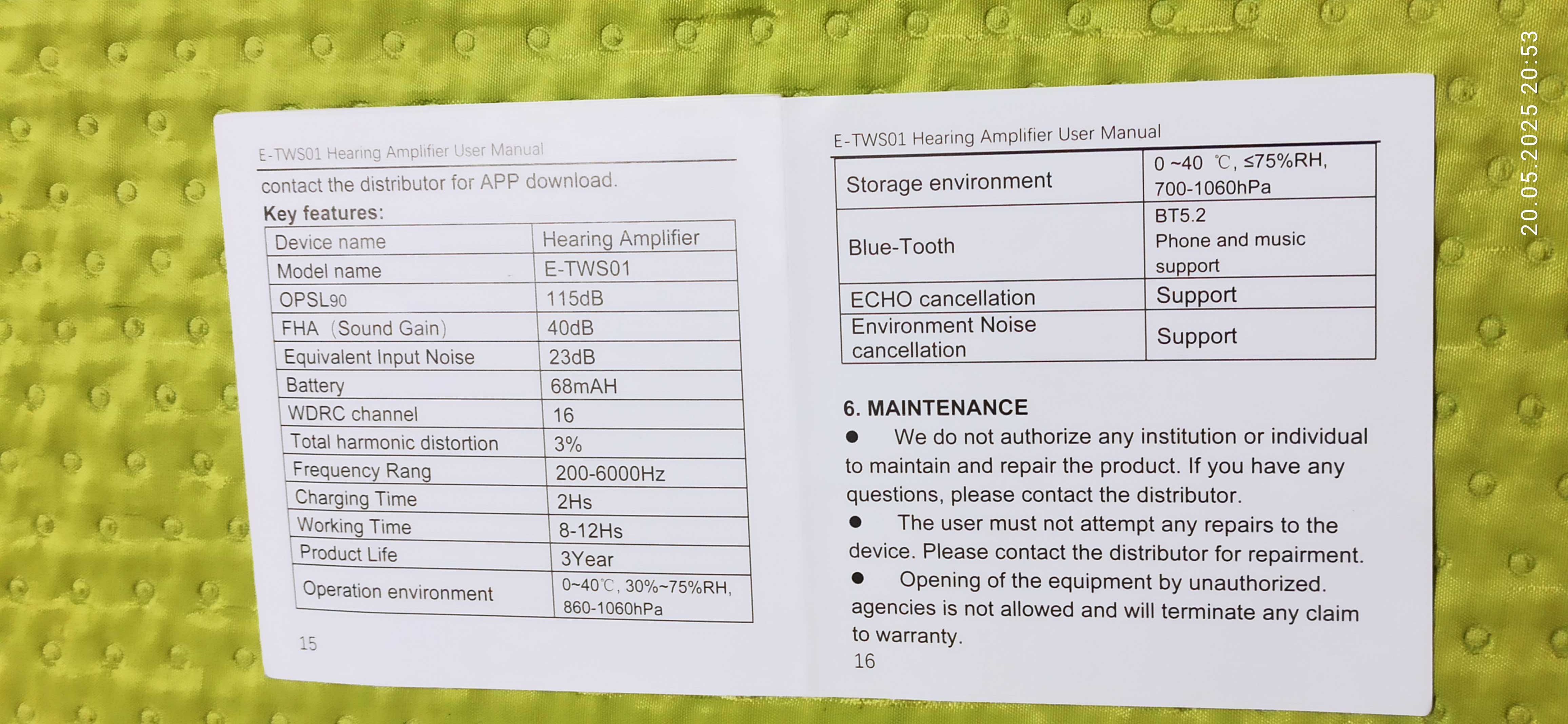 Aparat słuchowy z Bluetooth na prawe ucho nowy, nieużywany