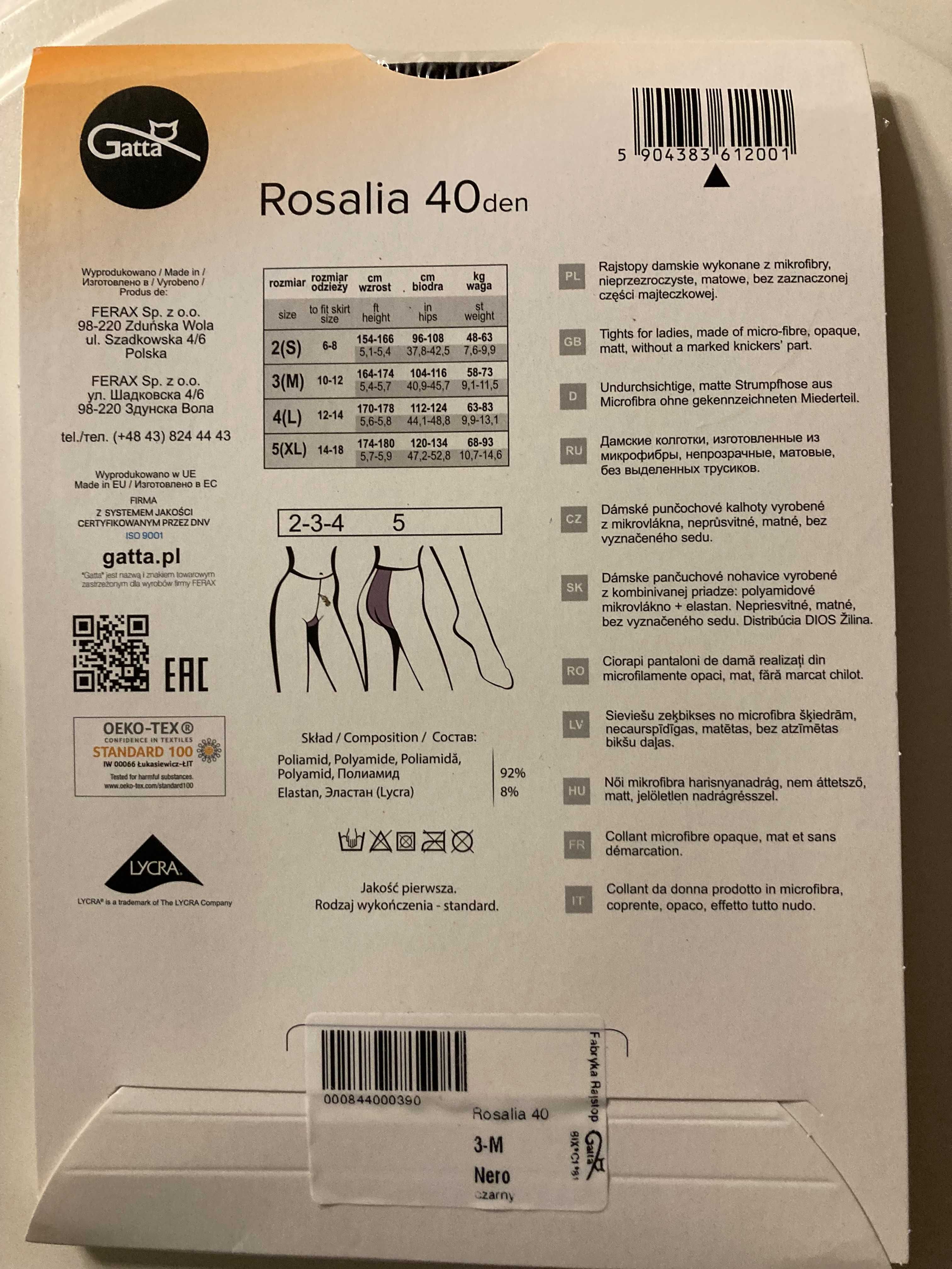 Rajstopy Gatta Rosalia  40Den 3-M NERO