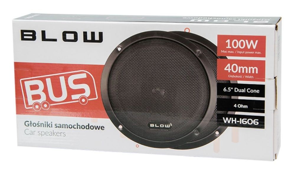 Głośniki samochodowe BLOW 100W 16,5cm Dwudrożne 2szt Maskownice BUS