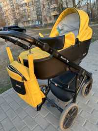Детская желто-черная коляска bair mirello 2 в 1