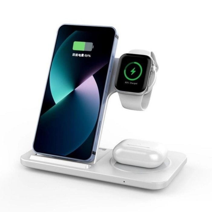 Беспроводная USB зарядка 3в1,iphon, AppleWatch,Airpods,Android,Samsung