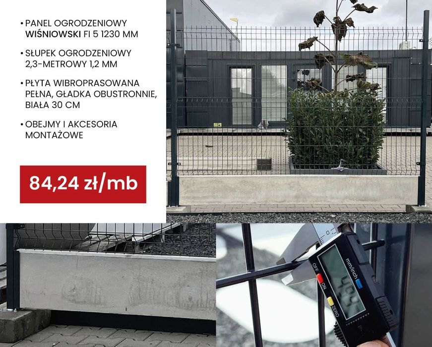 Ogrodzenie Wiśniowski 1230 Fi 5 wibroprasa pełna biała gładka 30 cm