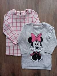 Dwie tuniki sweterek/sukienka 86/92cm Minnie Disney Primark