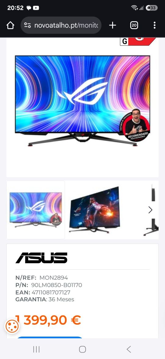 Monitor praticamente novo 2 meses.