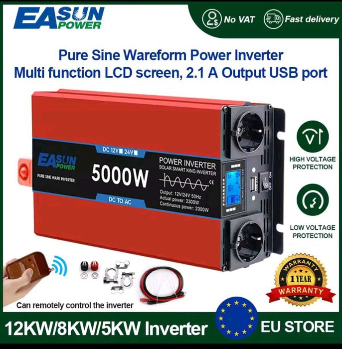 Przetwornica czysty sinus 5000w 12v/24v-230v