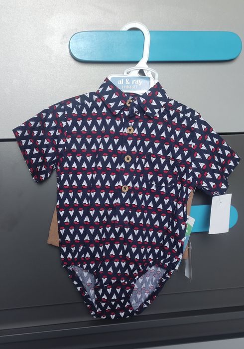 Elegancki wizytowy Komplet Body 6/9 Miesięcy NOWE Na Święta.
Body + sp