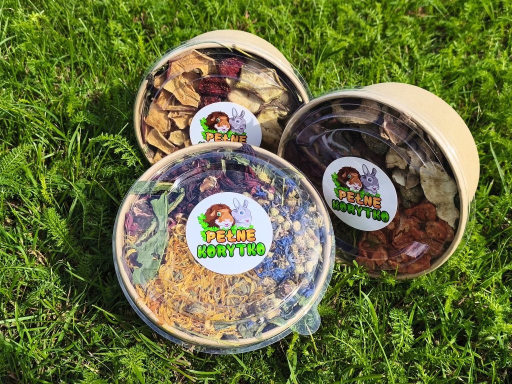 Lunchbox dla gryzoni ziołowo warzywny, owocowy, kwiatowy w misce