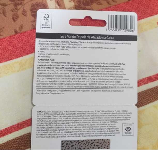 Cartão-Presente de 20€ para Playstation