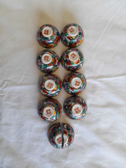 Conjunto incompleto taças antigas porcelana chinesa