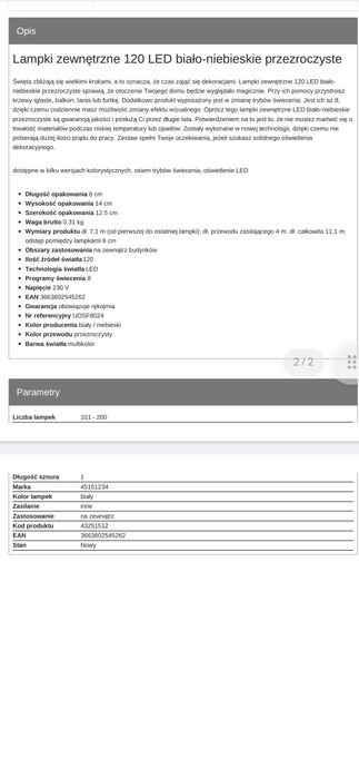 Lampki zewnętrzne wewnętrzne