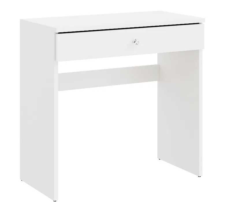 Toaletka z lustrem glamour białe biurko z szufladą 80 cm do makijażu