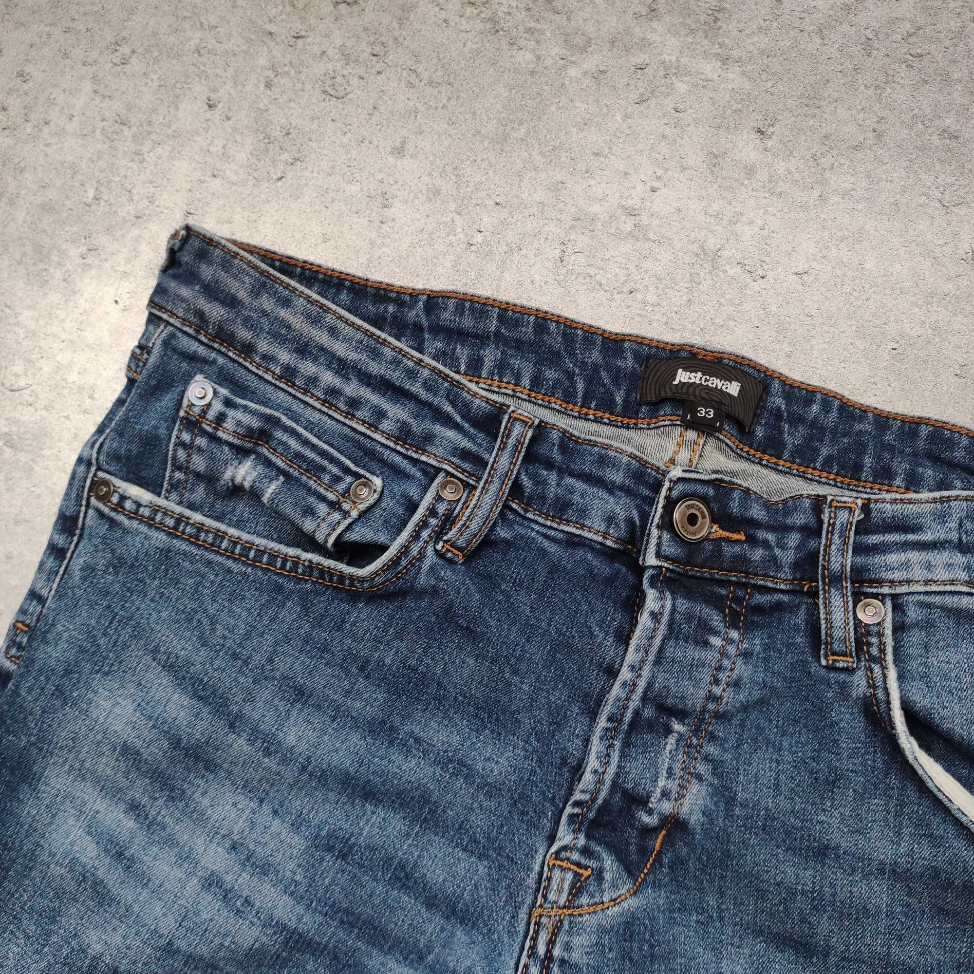 MĘSKIE Luxury PREMIUM Spodnie Slim Jeansy Przetarcia Roberto Cavalli