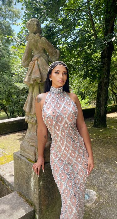 Vestido Longo de Festa com Pedrarias