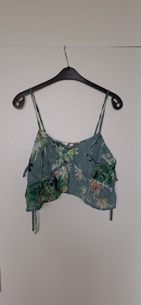 Crop top z wiązaniem po bokach nieregulowane ramiączka H&M rozm. S