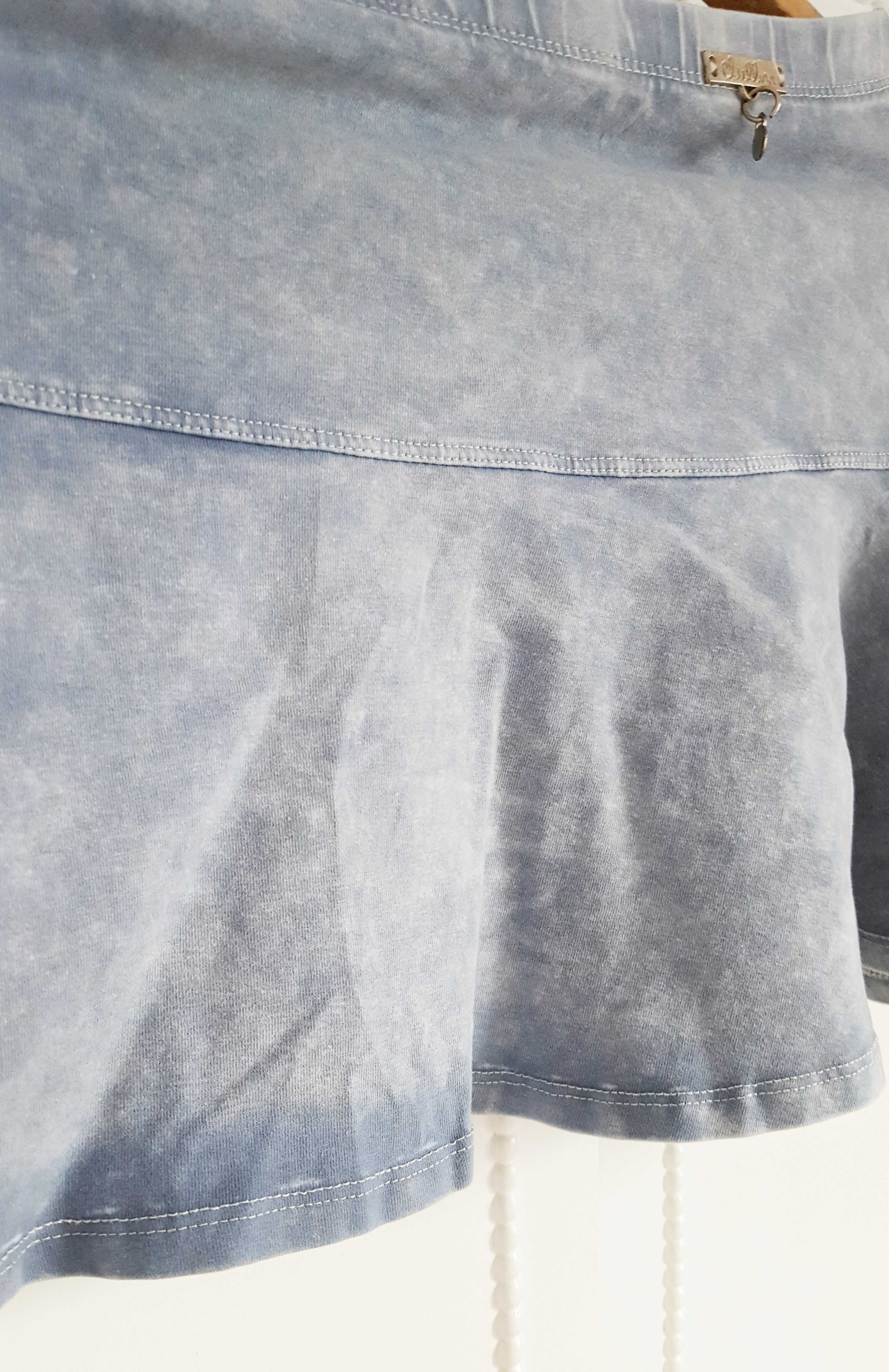 Bawełniana spódnica Cropp S 36 niebieska mini spódniczka falbana