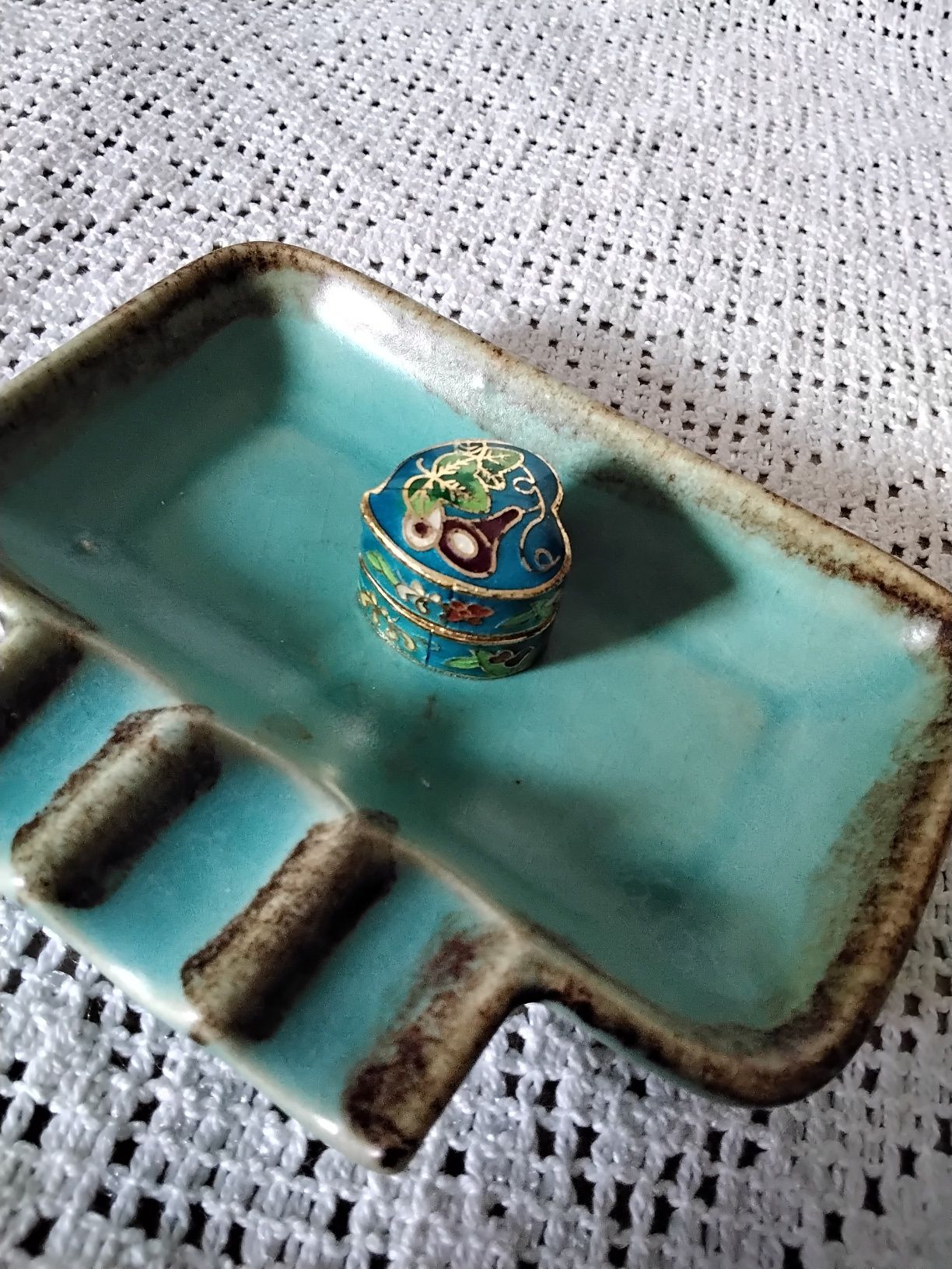 Vintage puzderko cloisonne ,emalia komórkowa