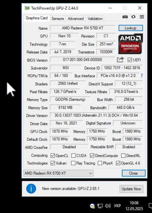 Продам відеокарту MSI RX5700XT 8gb Gaming X